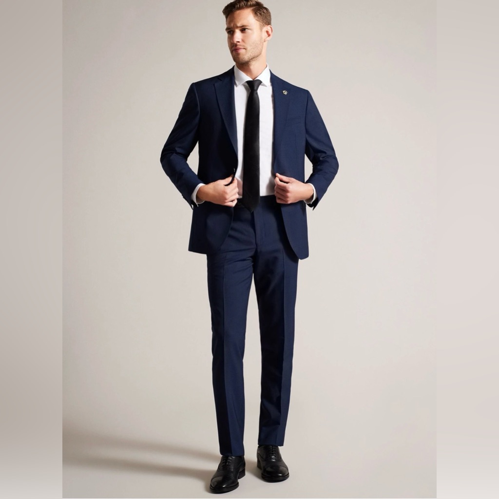 Ted Baker Men's Wool Suit Set Navy Blue Size 37r Elegant Formal